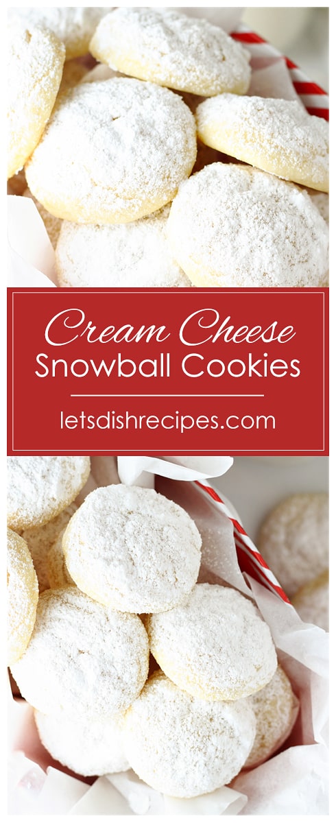 Cream Cheese Snowball Cookies Pin Red