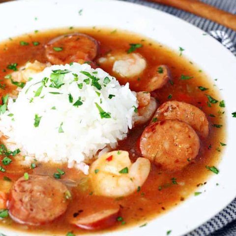 Slow Cooker Sausage and Shrimp Gumbo feature