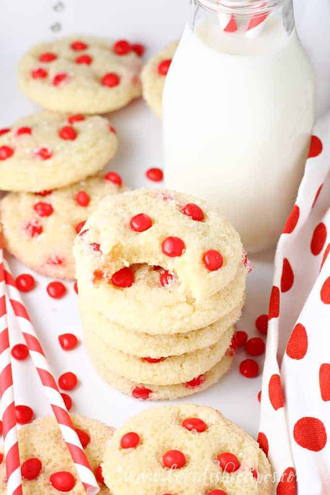 Red Hots Cake Mix Sugar Cookies with milk