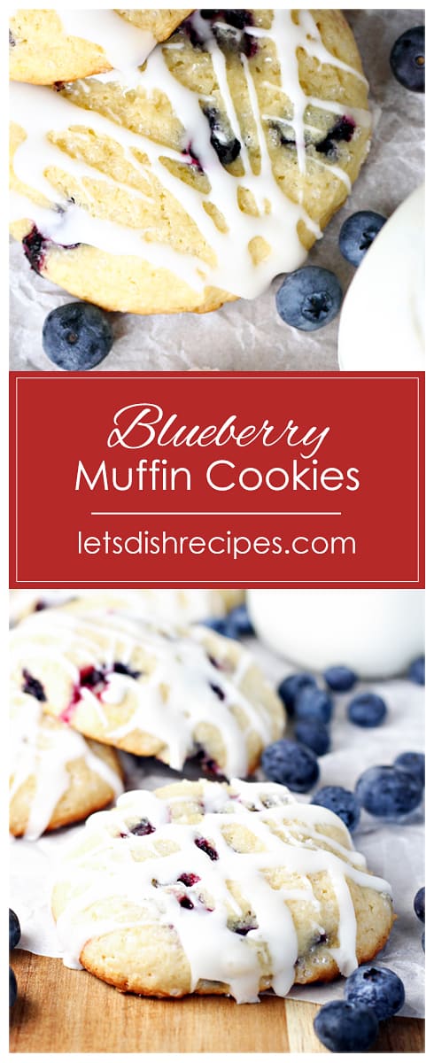 Blueberry Muffin Cookies with Lemon Glaze