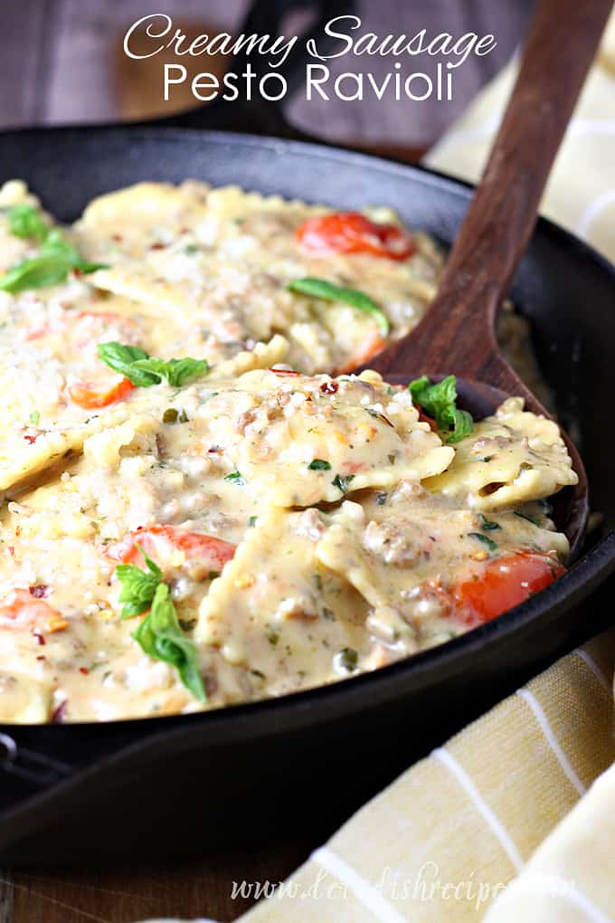 Creamy Sausage Pesto Ravioli