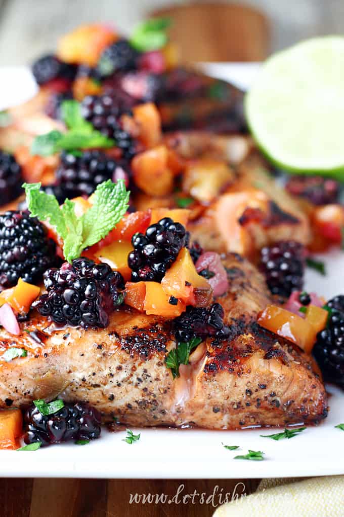 Grilled Salmon with Blackberry Bell Pepper Salsa