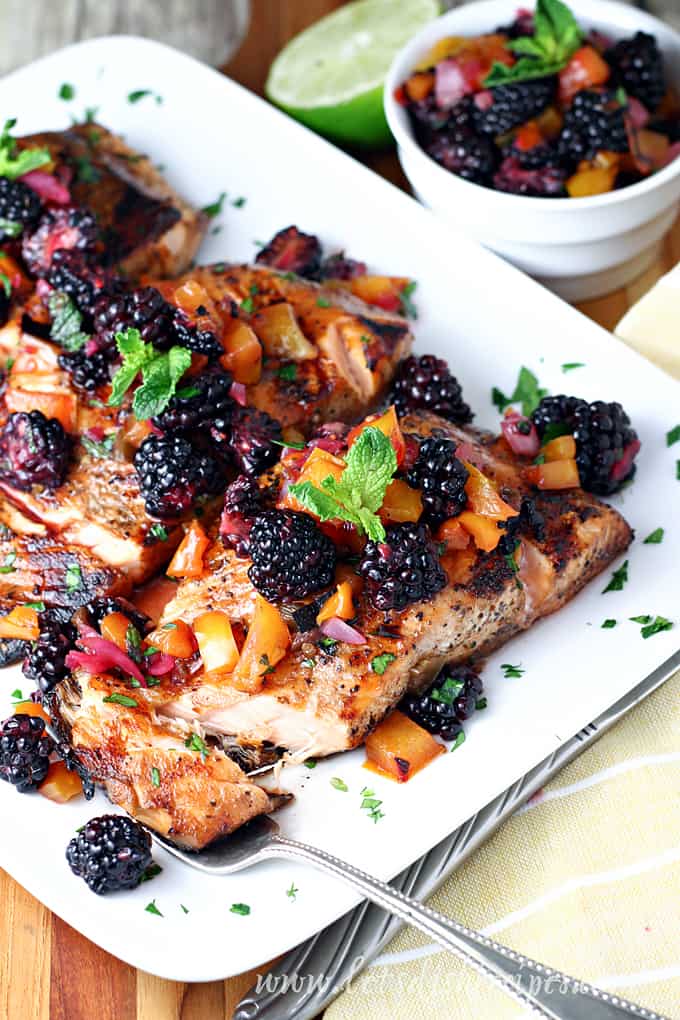 Grilled Salmon with Blackberry Bell Pepper Salsa