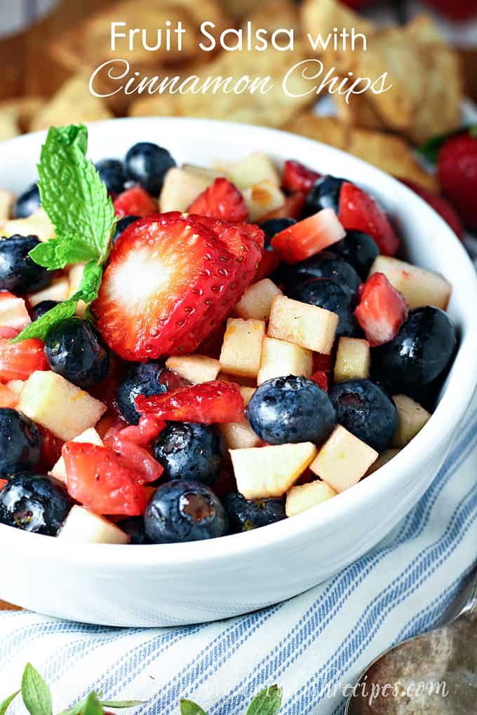 Festive Fruit Salsa with Homemade Cinnamon Chips