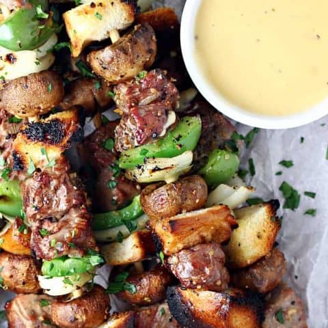 Grilled Philly Cheesesteak Kabobs feature