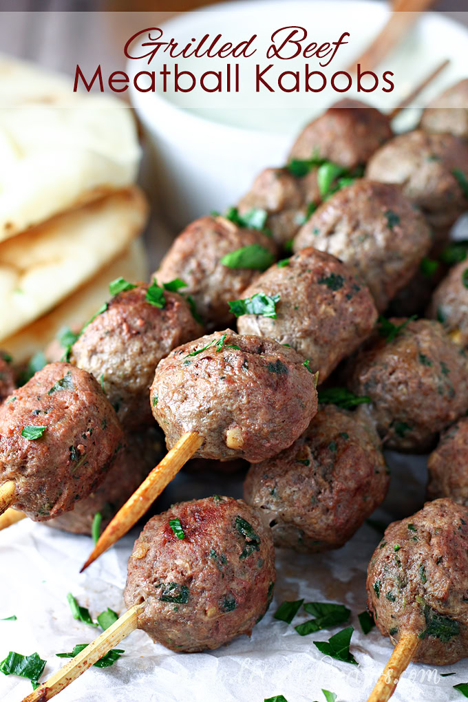 Grilled Beef Meatball Kabobs