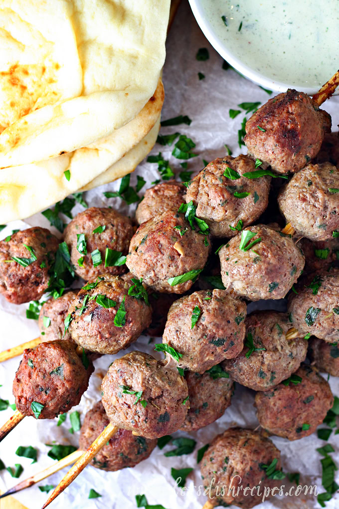 Grilled Beef Meatball Kabobs