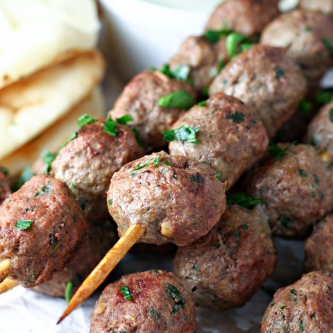 Grilled Beef Meatball Kabobs feature