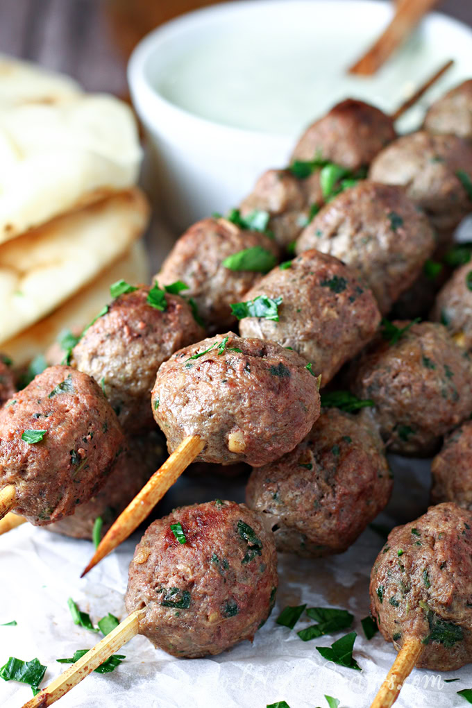 Grilled Beef Meatball Kabobs