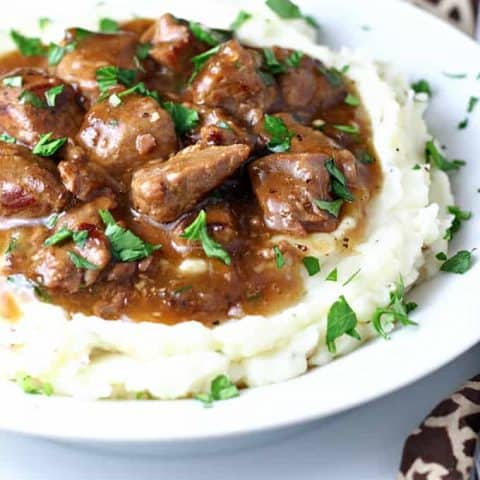 Slow Cooker Beef Tips and Gravy feature