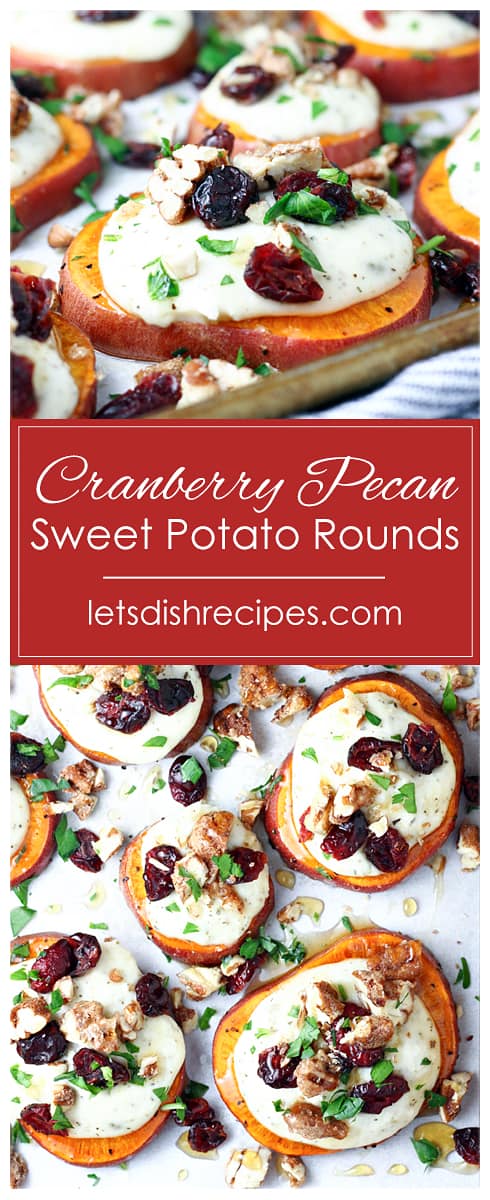 Sweet Potato Rounds with Cranberries and Candied Pecans