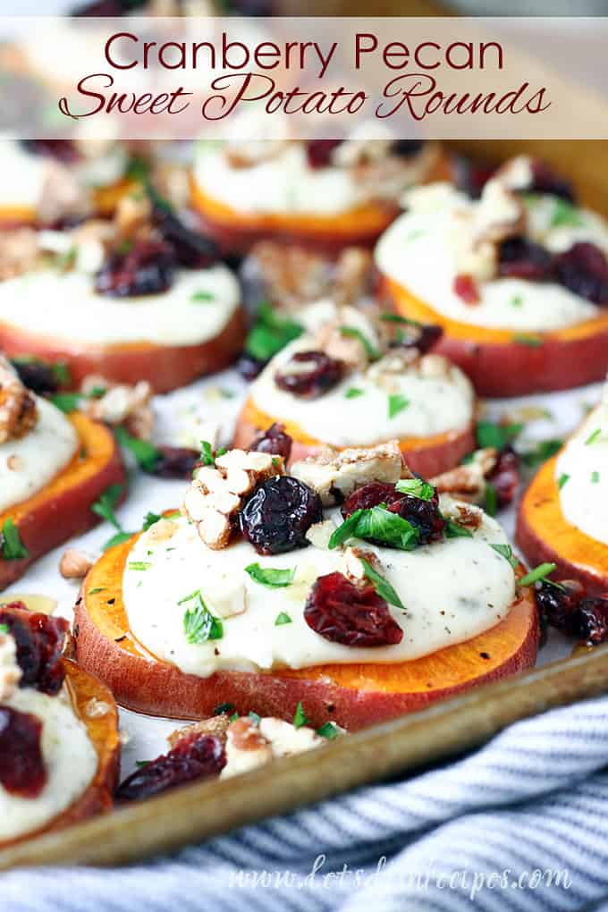 Sweet Potato Rounds with Cranberries and Candied Pecans