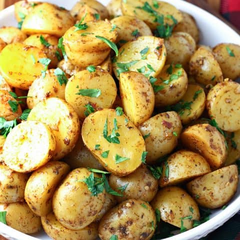 Slow Cooker Greek Potatoes feature