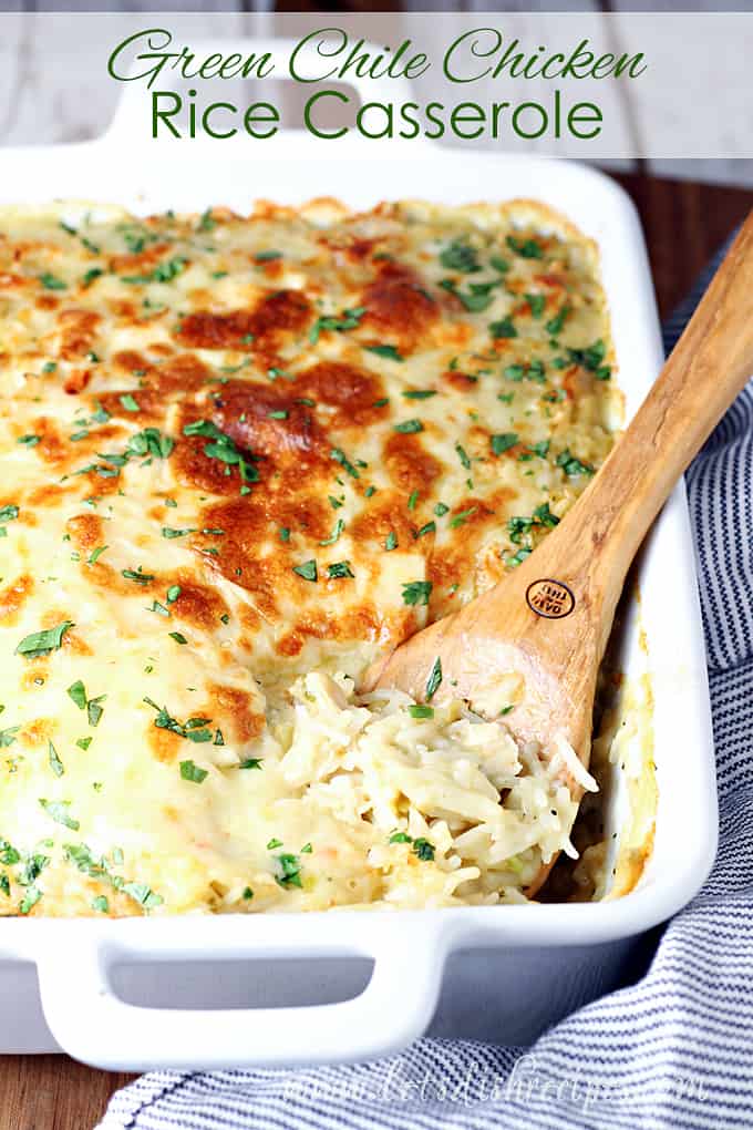 Cheesy Green Chili Chicken and Rice Casserole