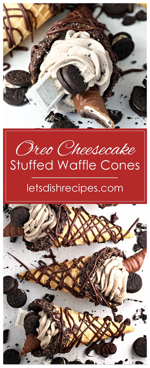 Oreo Cheesecake Stuffed Waffle Cones