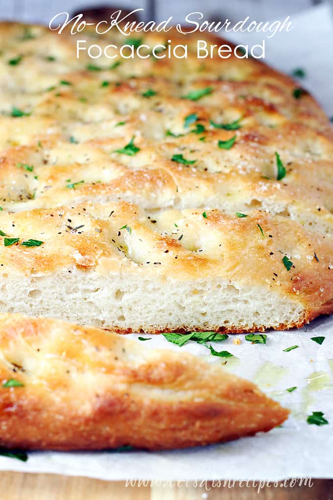 No-Knead Sourdough Focaccia Bread