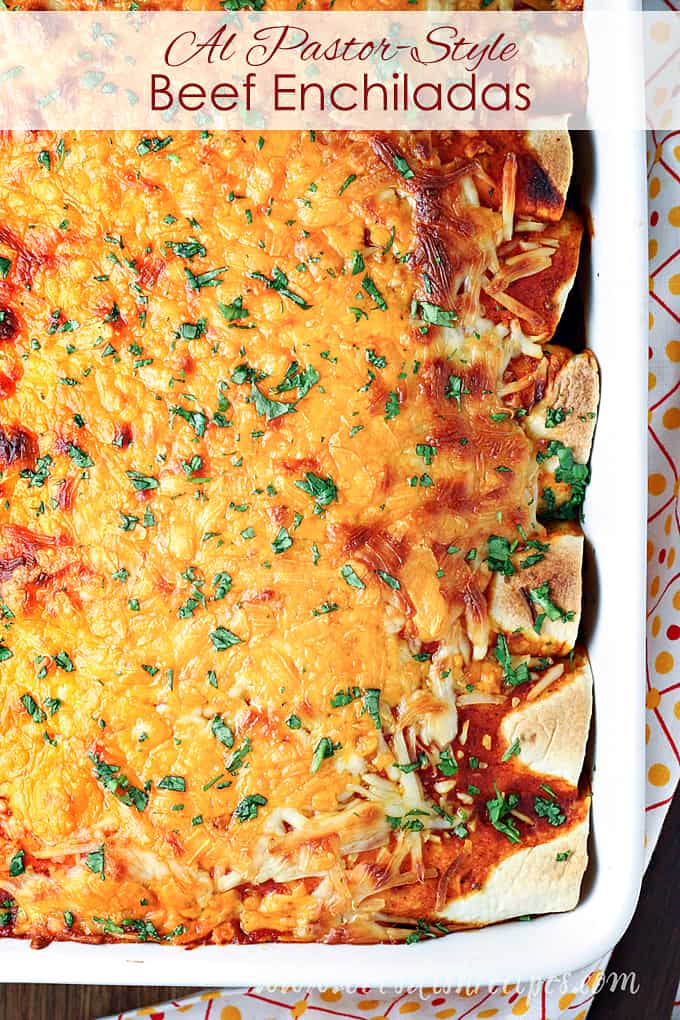 Al Pastor-Style Shredded Beef Enchiladas