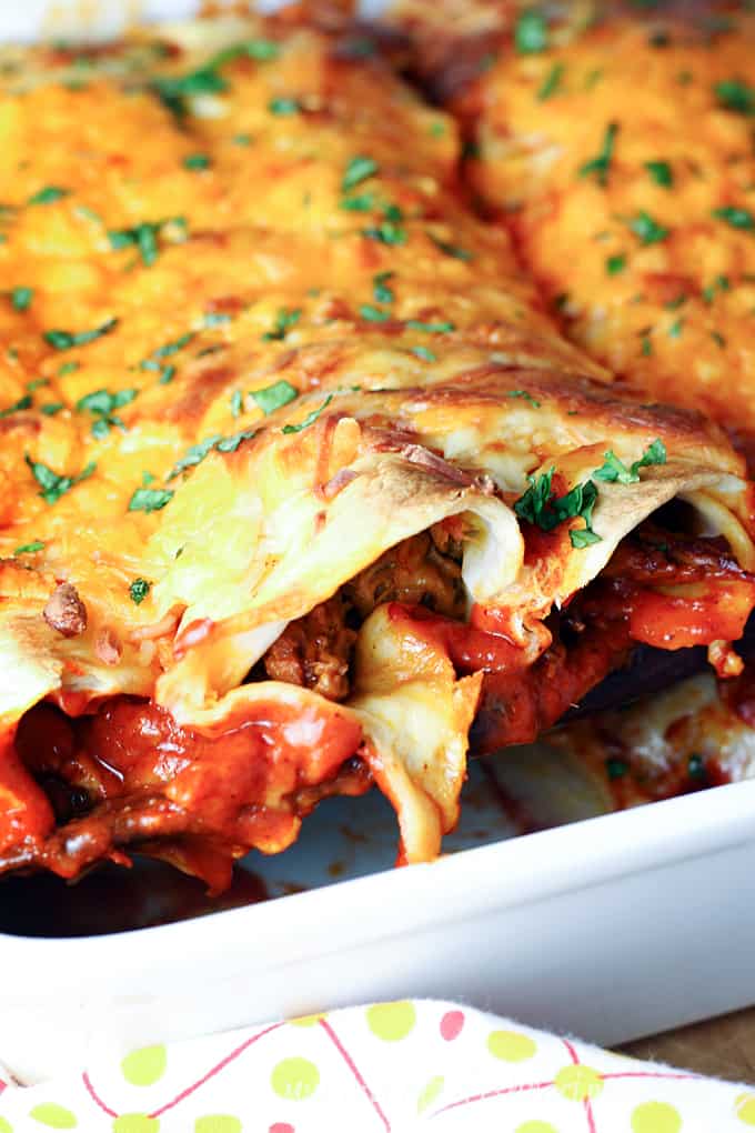 Al Pastor-Style Shredded Beef Enchiladas