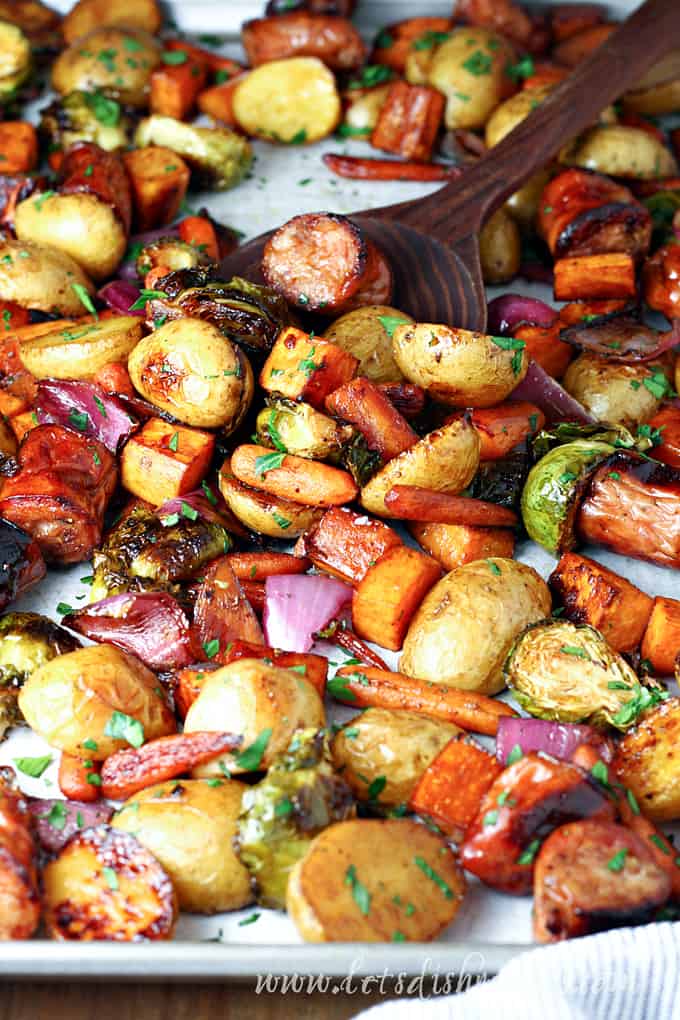 Maple Balsamic Roasted Chicken Sausage and Veggies