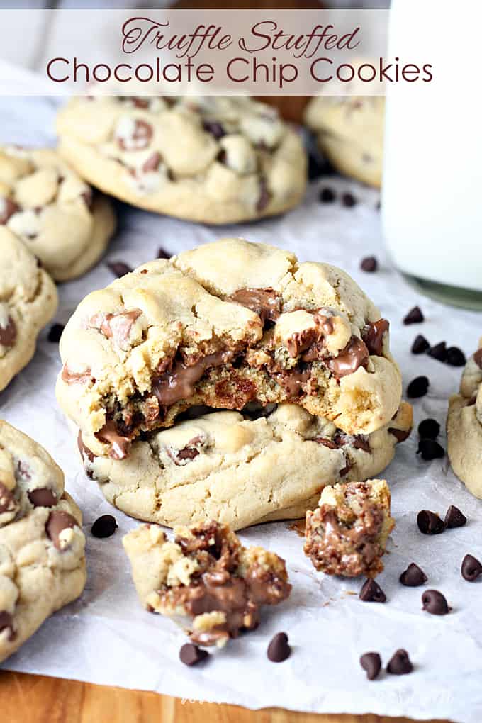 Truffle Stuffed Chocolate Chip Cookies