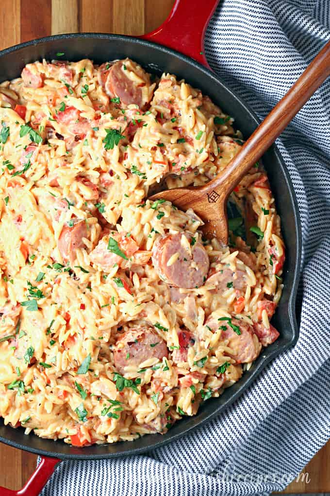 Cajun Orzo Sausage Skillet