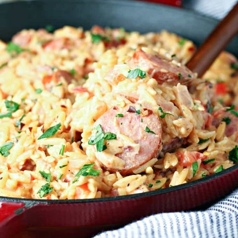 Cajun Orzo and Sausage Skillet feature