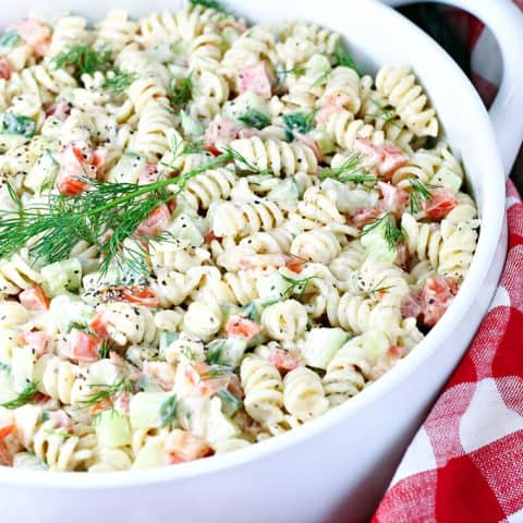 Cucumber Tomato Pasta Salad feature