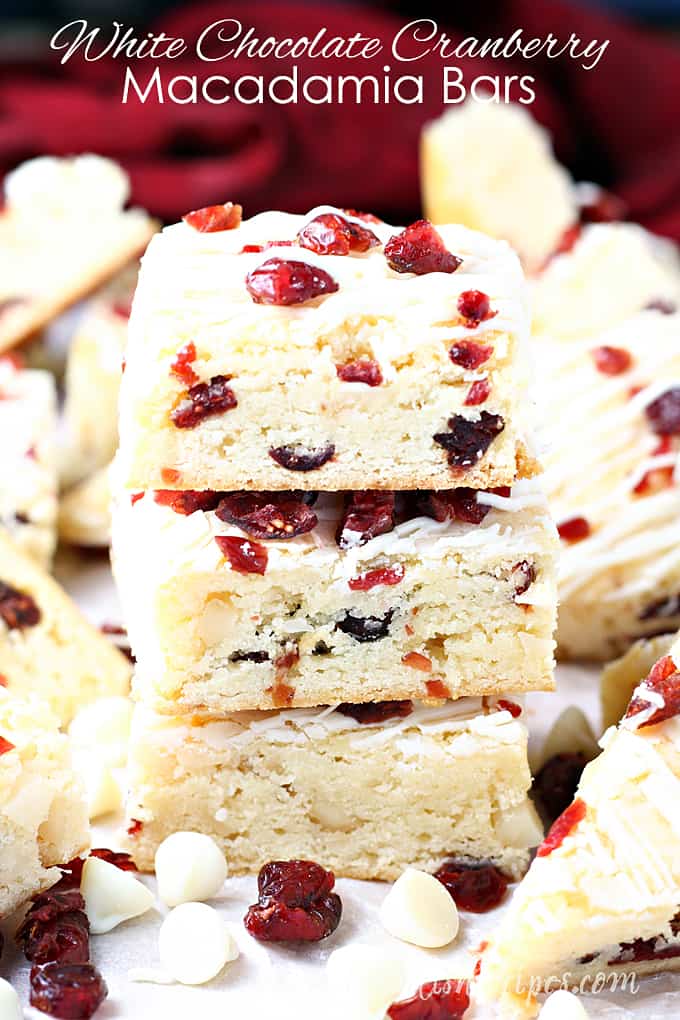 White Chocolate Cranberry Macadamia Bars