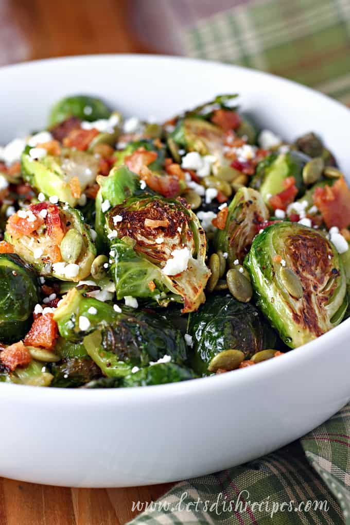 Roasted Brussels Sprouts with Pumpkin Seeds and Bacon