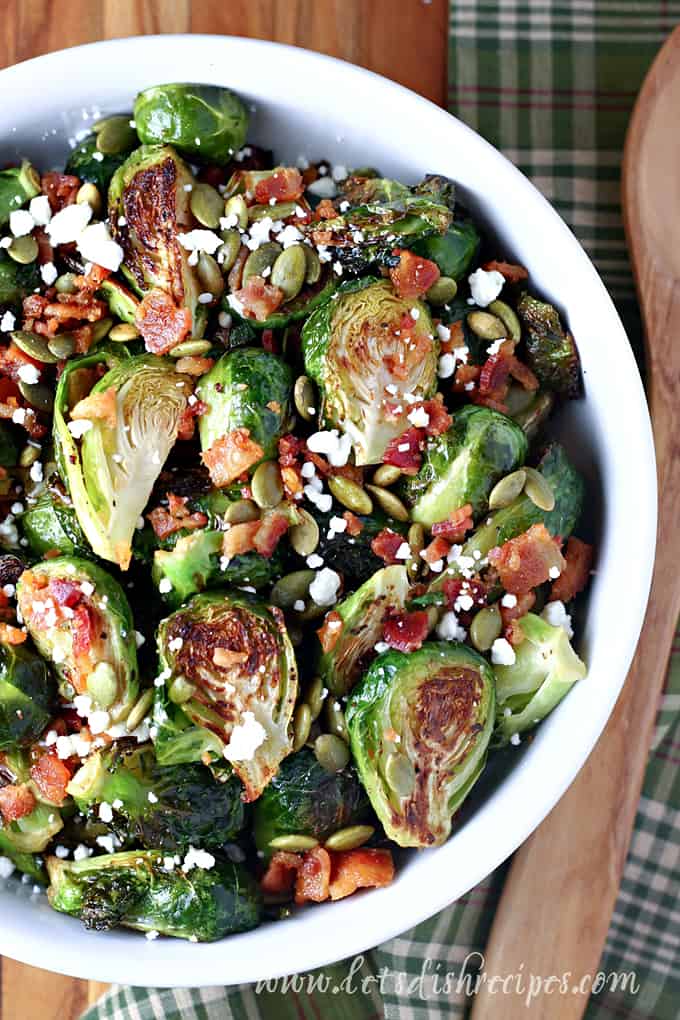 Roasted Brussels Sprouts with Pumpkin Seeds and Bacon