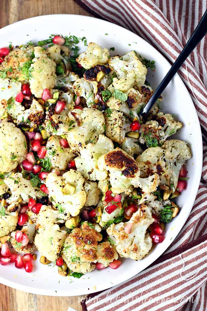 Za'atar Roasted Cauliflower with Pomegranates and Pistachios