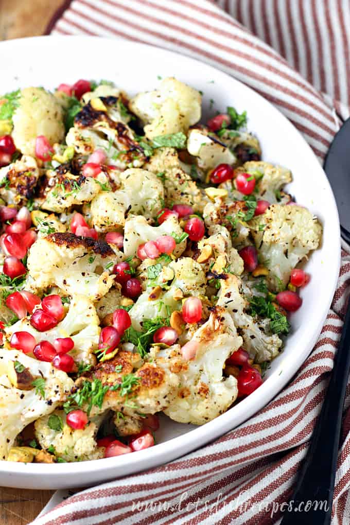 Za'atar Roasted Cauliflower with Pomegranates and Pistachios