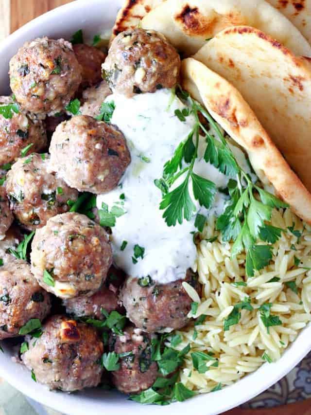 Greek Turkey Meatballs with Spinach and Feta