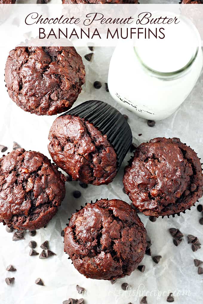 Peanut Butter Chocolate Banana Muffins