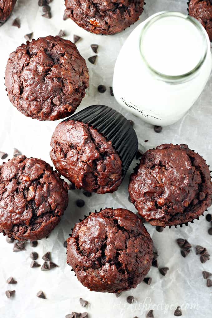 Peanut Butter Chocolate Banana Muffins