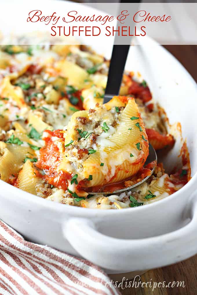 Beefy Sausage Stuffed Shells