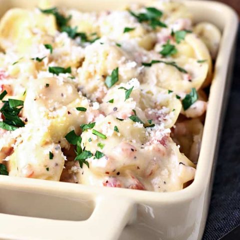 Quick Tortellini with Pancetta Cream Sauce feature