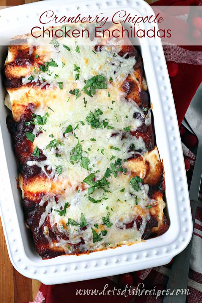 Cranberry Chipotle Chicken (or Turkey) Enchiladas