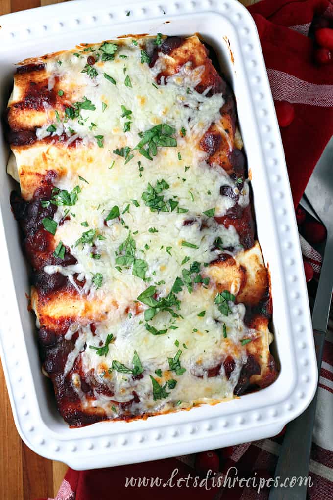 Cranberry Chipotle Chicken (or Turkey) Enchiladas