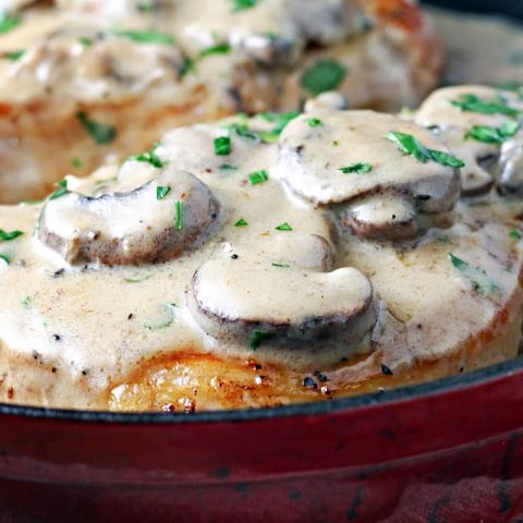 Pork Chops with Creamy Mushroom Gravy feature