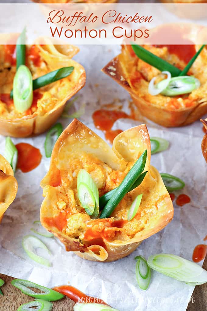 Baked Buffalo Chicken Wonton Cups