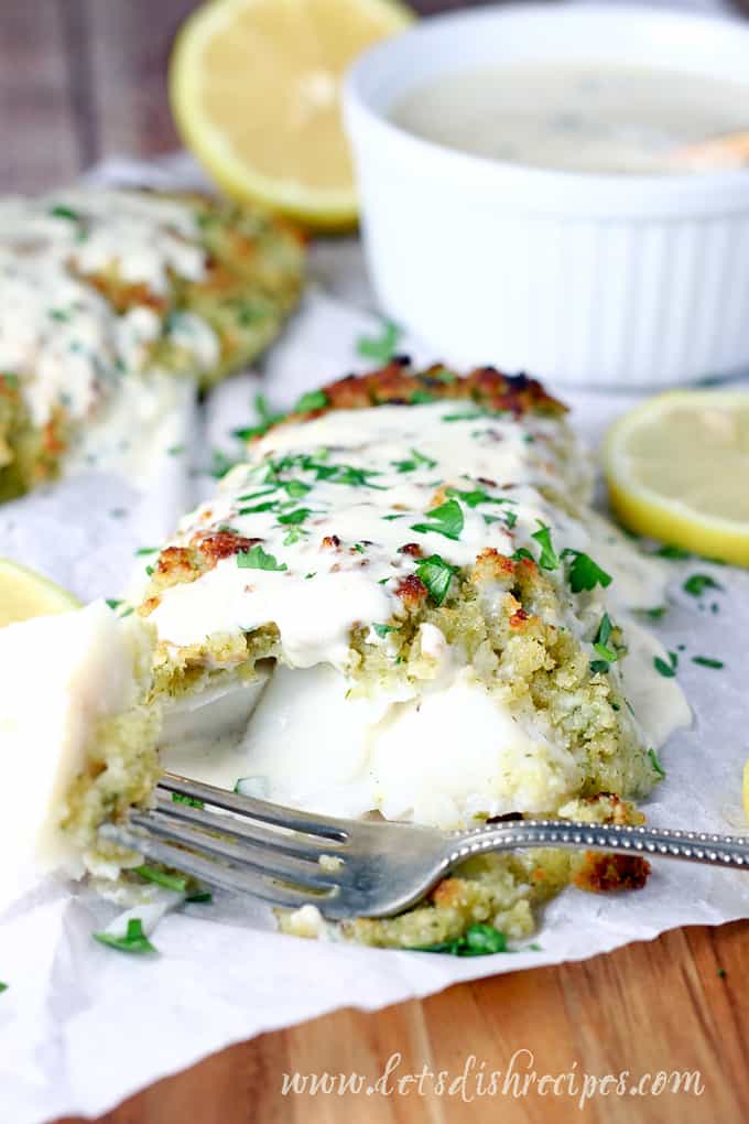 Panko Parmesan Crusted Cod with Lemon Cream Sauce