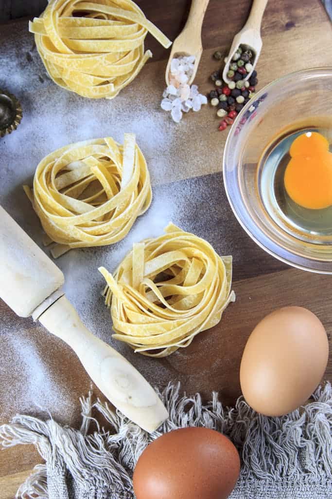 High Angle View of pasta on Table