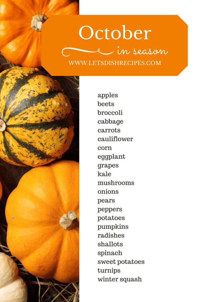 List of seasonal produce for October.